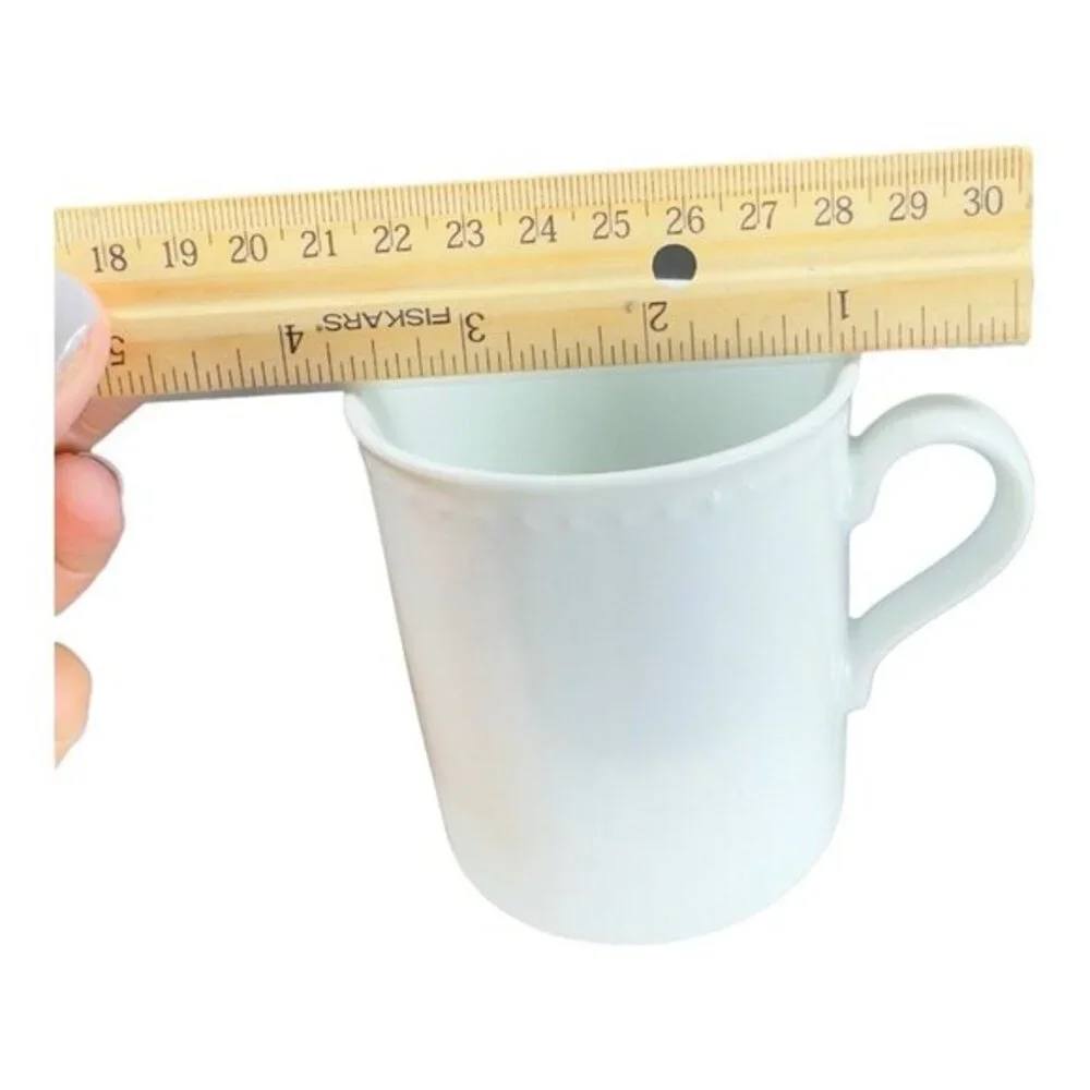 Crate & Barrel Staccato White Coffee Tea Mug Cup Kathleen Willis Japan Set 3 VTG